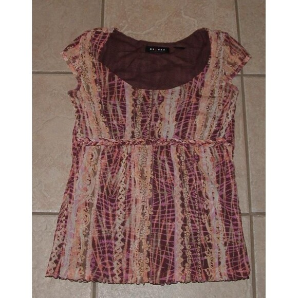 Axcess Tops - Colorful Print Sz Small Casual Wear Lined Lightweight Stretchy Shirt AXCESS
